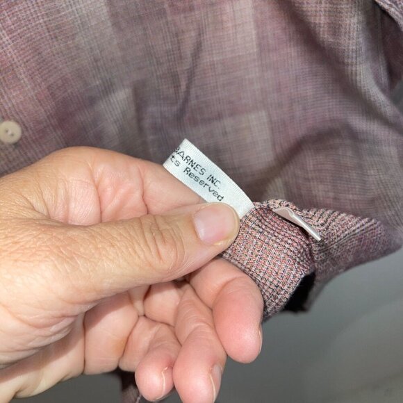 Jhane Barnes Vintage Mens Shirt Size Large Pink Woven Japanese Fabric Collared - Picture 6 of 8